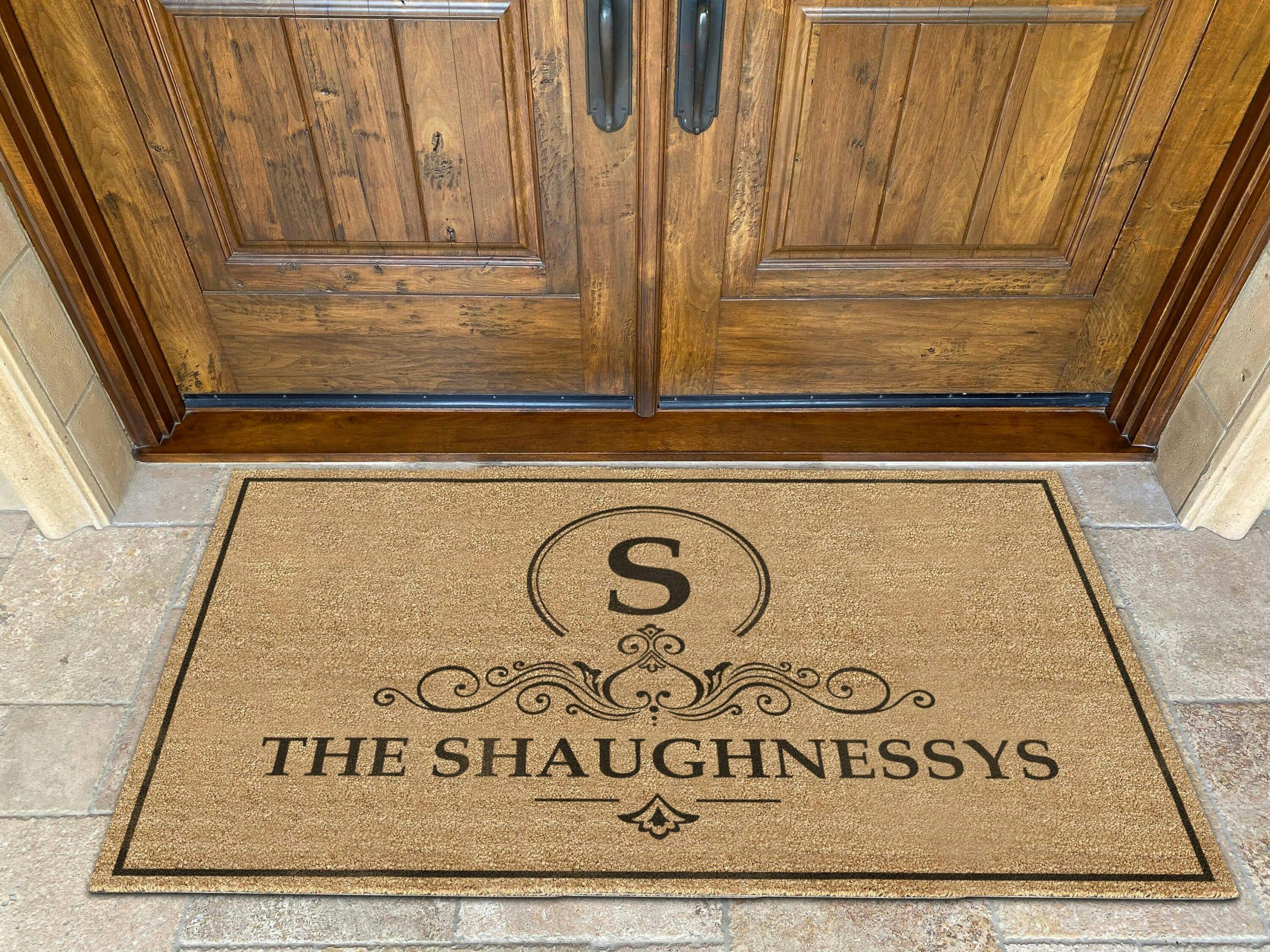 Monogram custom family last name doormat welcome mat - Personalized wedding housewarming gift - Ships next day + 2 day shipping - Image 3