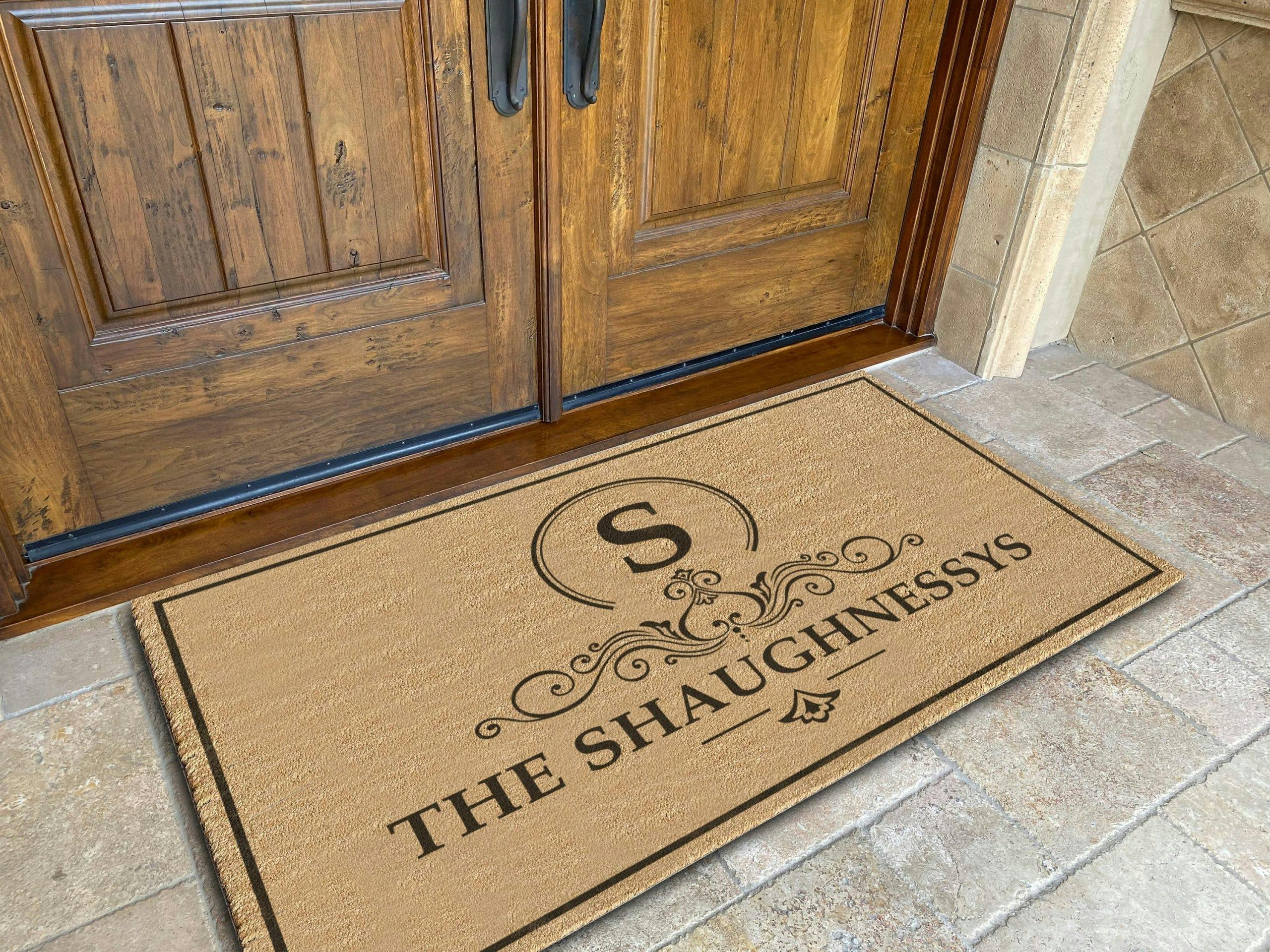 Monogram custom family last name doormat welcome mat - Personalized wedding housewarming gift - Ships next day + 2 day shipping - Image 2